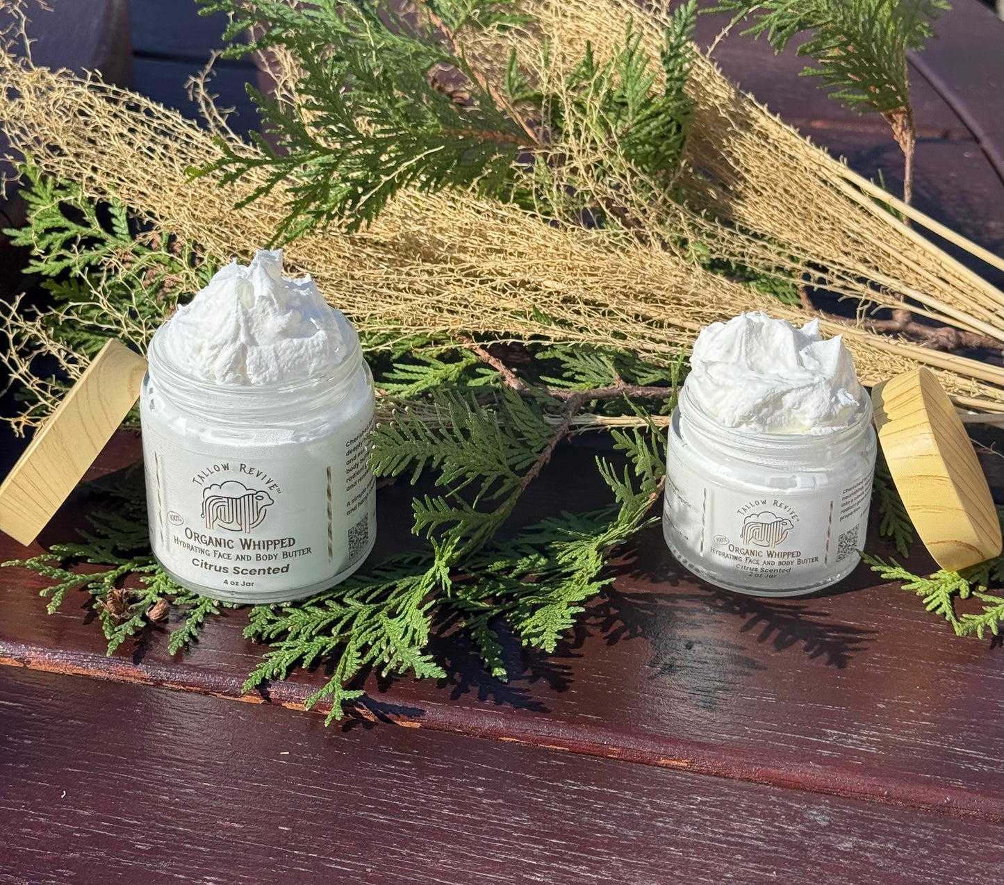 100% Organic Whipped Hydrating Face & Body Butter Scented in aNatural Setting.
