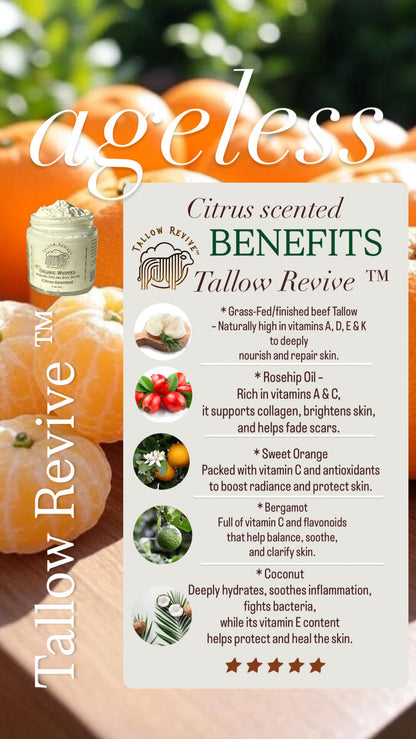 Tallow Revive® 100% Organic Whipped Tallow Body Butter Citrus Scented